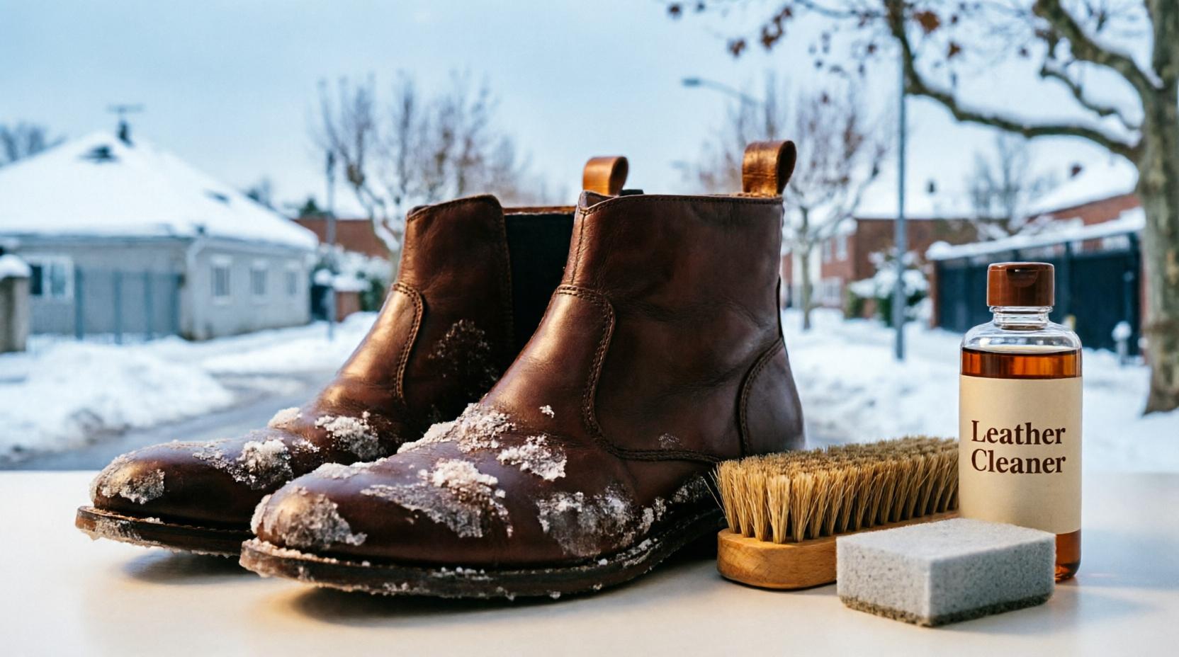 Как убрать соль и реагенты с кожаной обуви